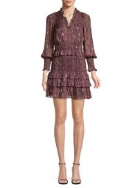 Rebecca Taylor Smocked Snake Print Mini Dress at Saks Fifth Avenue